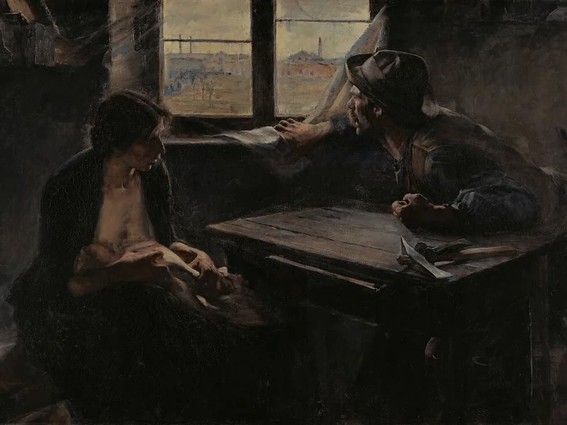 1866-Ernesto de la Cárcova y Arrotea - Senza pane e senza lavoro (1894)